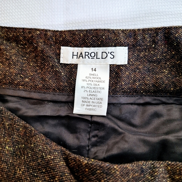 NWT Harold's brand "Harold in Tweed" Plus-size 14 wool silk blend wide leg pants - Picture 10 of 11